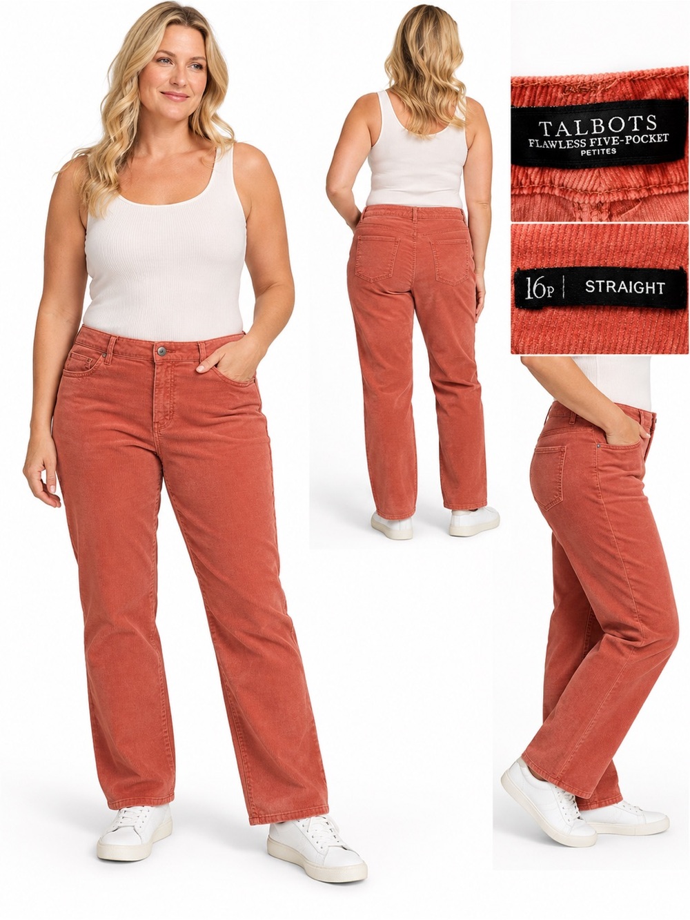 Talbots Flawless Five-Pocket Corduroy Straight Leg Pants Petite 16P Mauve